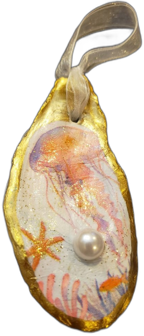 A handmade oyster shell piece